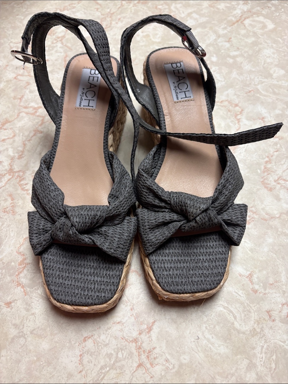 Beach by Matisse Charcoal Knotted Espadrille Wedge Sandals